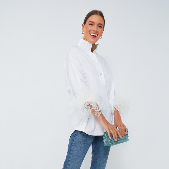 Tuckernuck Tops - Tuckernuck | NEW White Feather Willow Three-quarter Blouse Size L